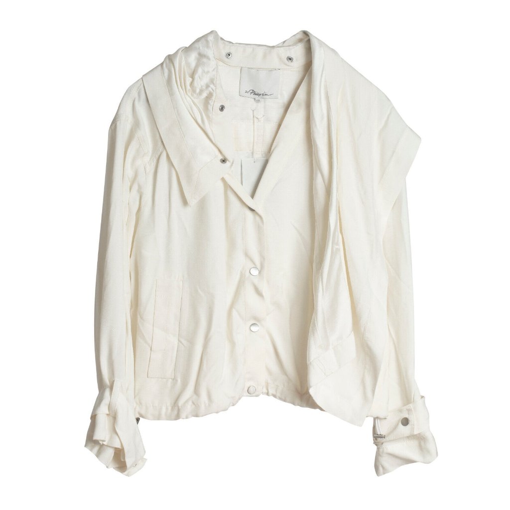 3.1 Phillip Lim (Nyc) Ivory Crash Weave Weave Linen Scarf Panel Jacket : Xs / S